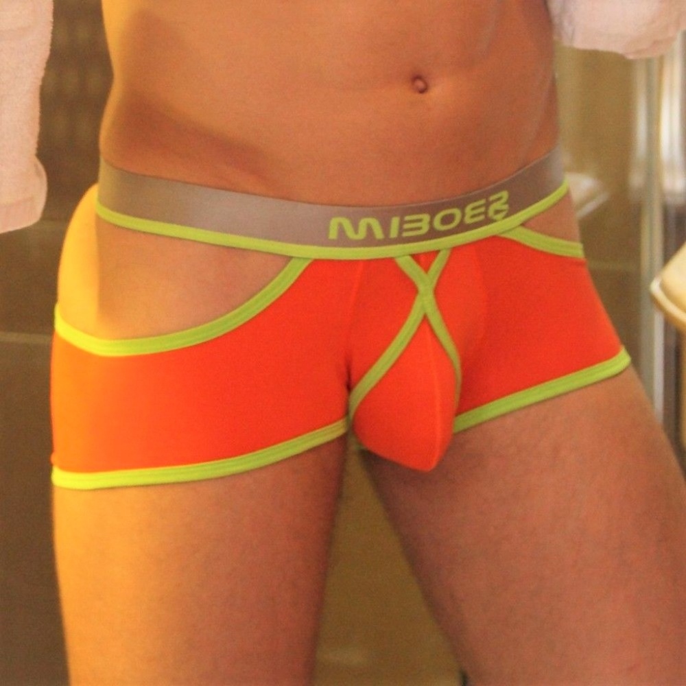 NWT Miboer Men's SEXY Orange Florescent Grn Briefs